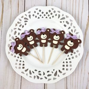 Teddy Bear Birthday Cupcake Toppers 12 ct